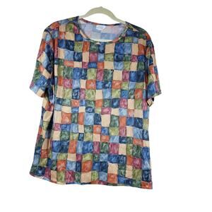 Blair Boutique XL women's top short sleeve multi colors pit 23